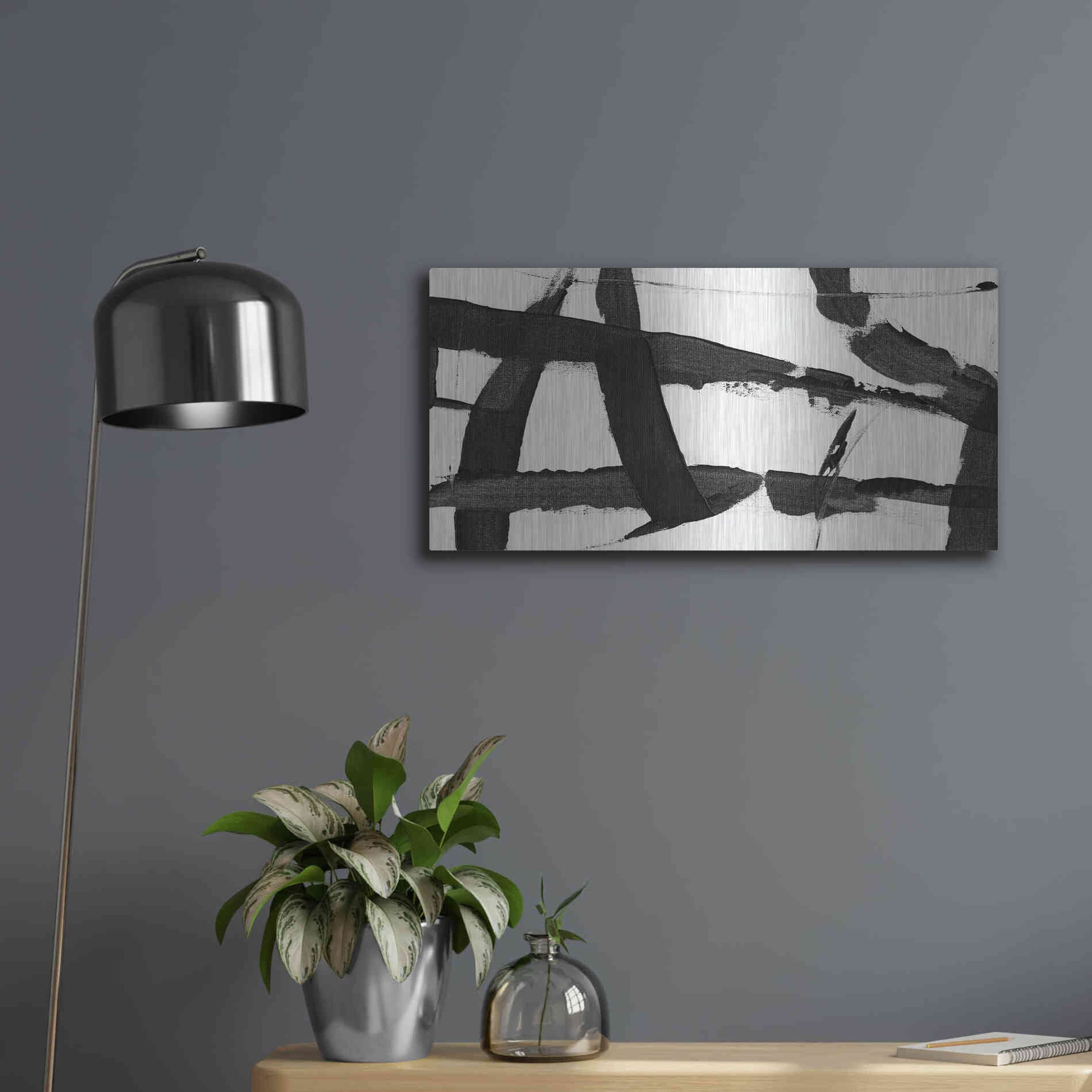 Luxe Metal Art 'Obsidian Harmony II' by Tim O'Toole, Metal Wall Art,24x12