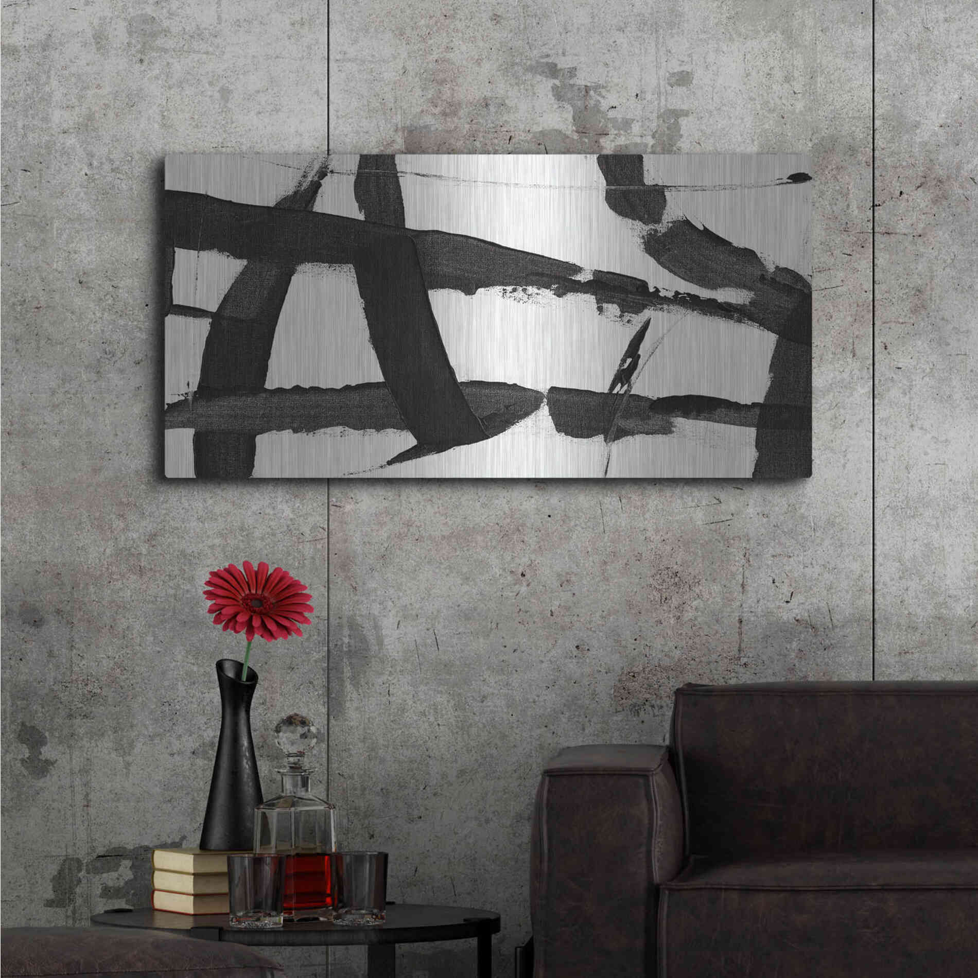 Luxe Metal Art 'Obsidian Harmony II' by Tim O'Toole, Metal Wall Art,48x24