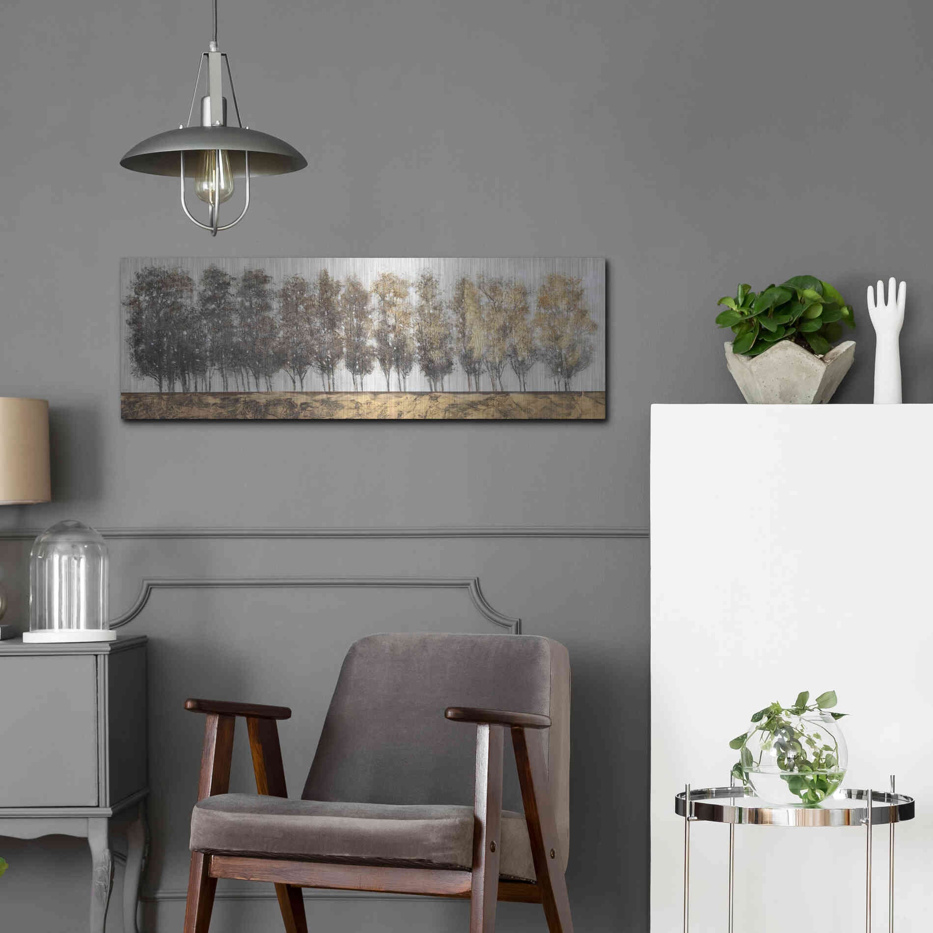 Luxe Metal Art 'Gilt Foliage' by Tim O'Toole, Metal Wall Art,36x12