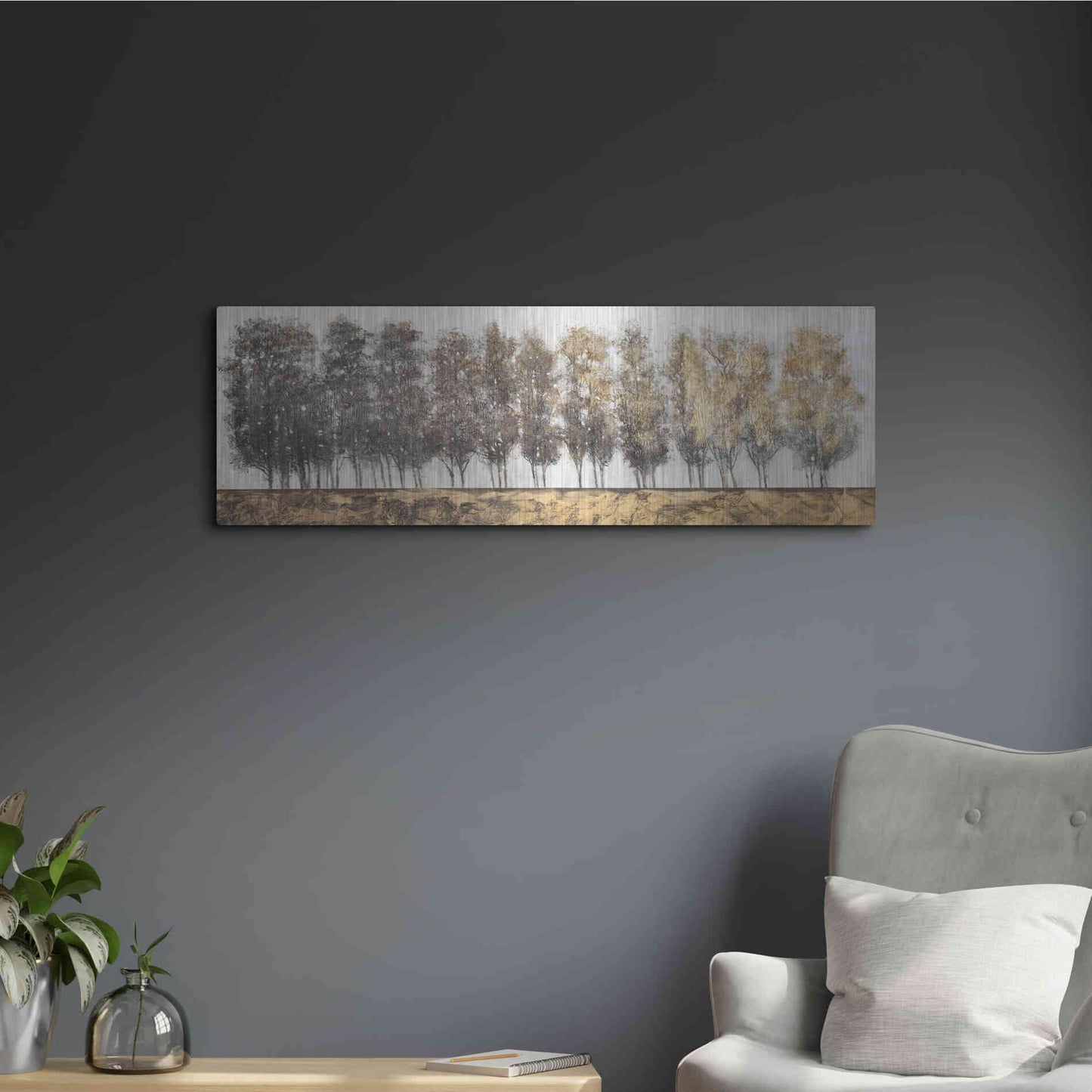 Luxe Metal Art 'Gilt Foliage' by Tim O'Toole, Metal Wall Art,36x12