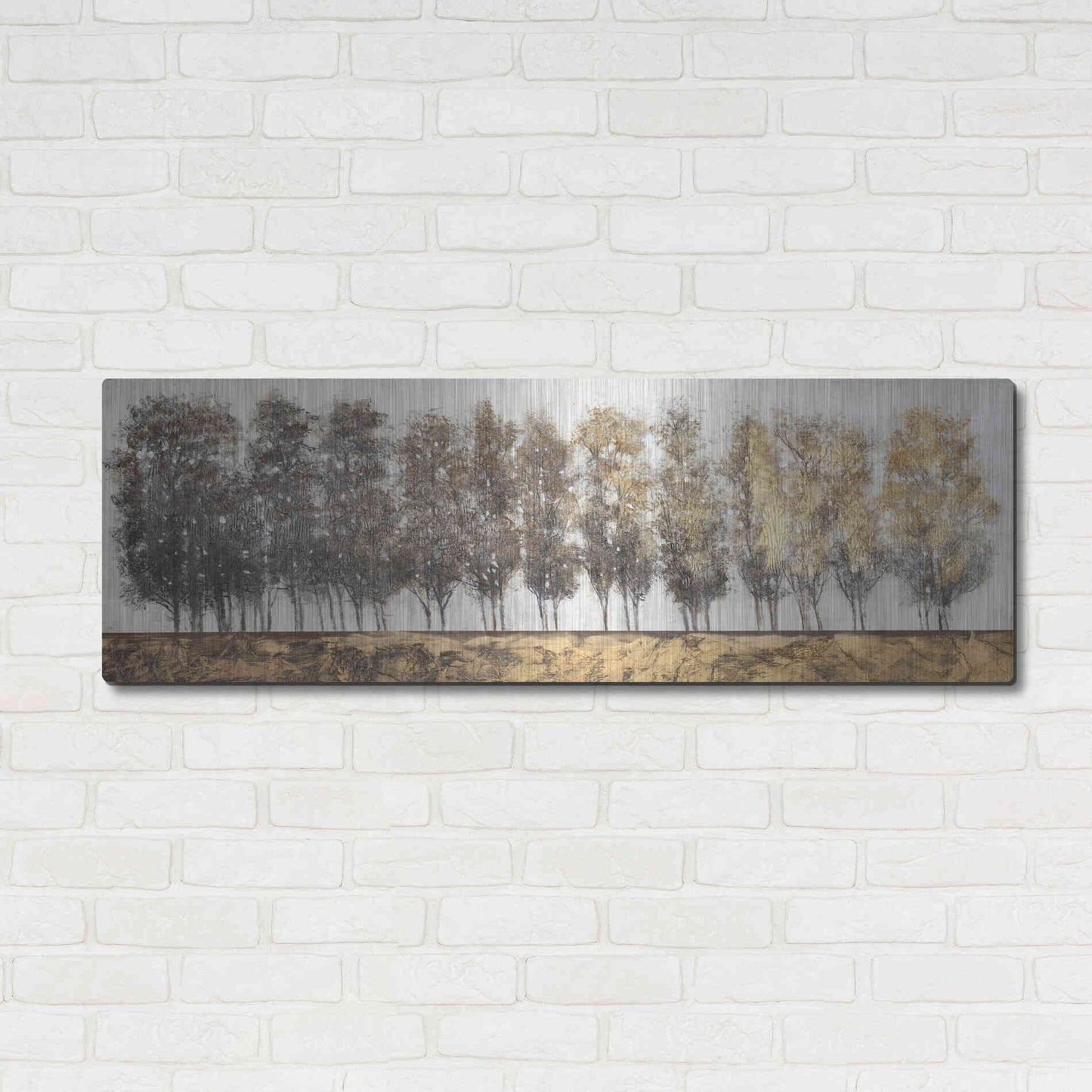 Luxe Metal Art 'Gilt Foliage' by Tim O'Toole, Metal Wall Art,48x16
