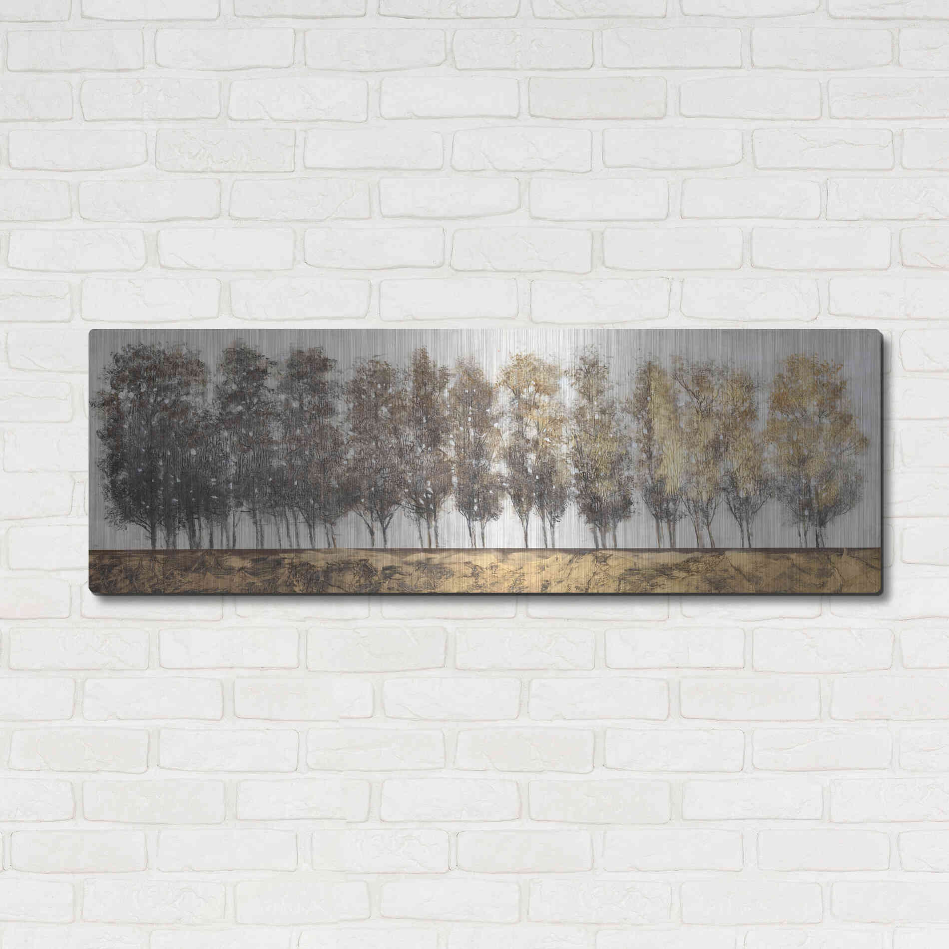 Luxe Metal Art 'Gilt Foliage' by Tim O'Toole, Metal Wall Art,48x16