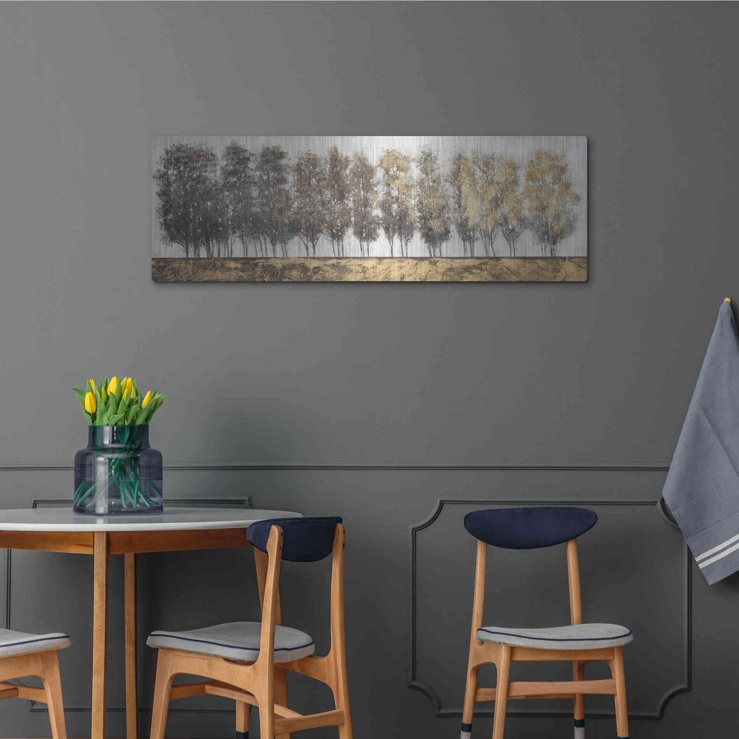 Luxe Metal Art 'Gilt Foliage' by Tim O'Toole, Metal Wall Art,48x16