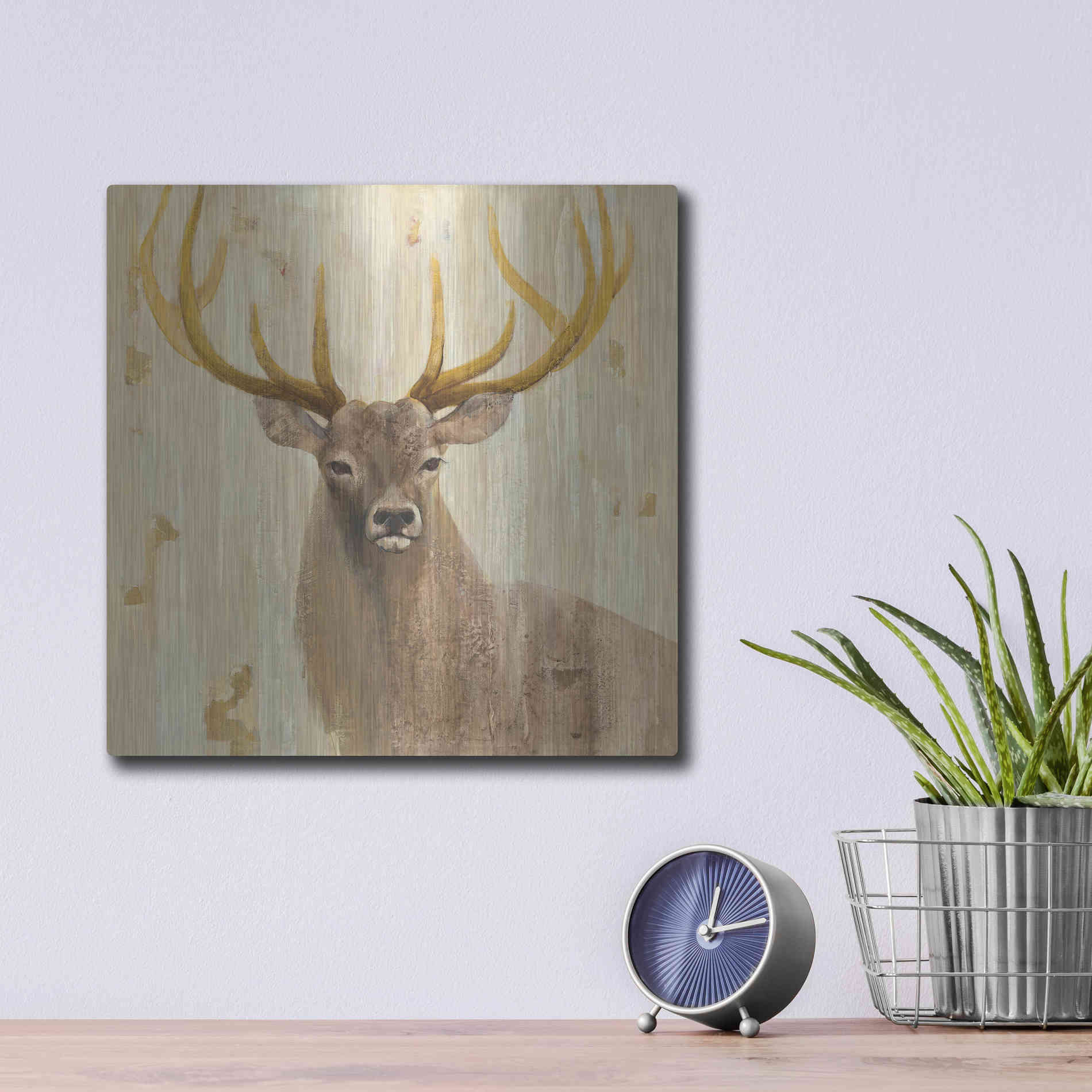 Luxe Metal Art 'Forest King' by Albena Hristova, Metal Wall Art,12x12