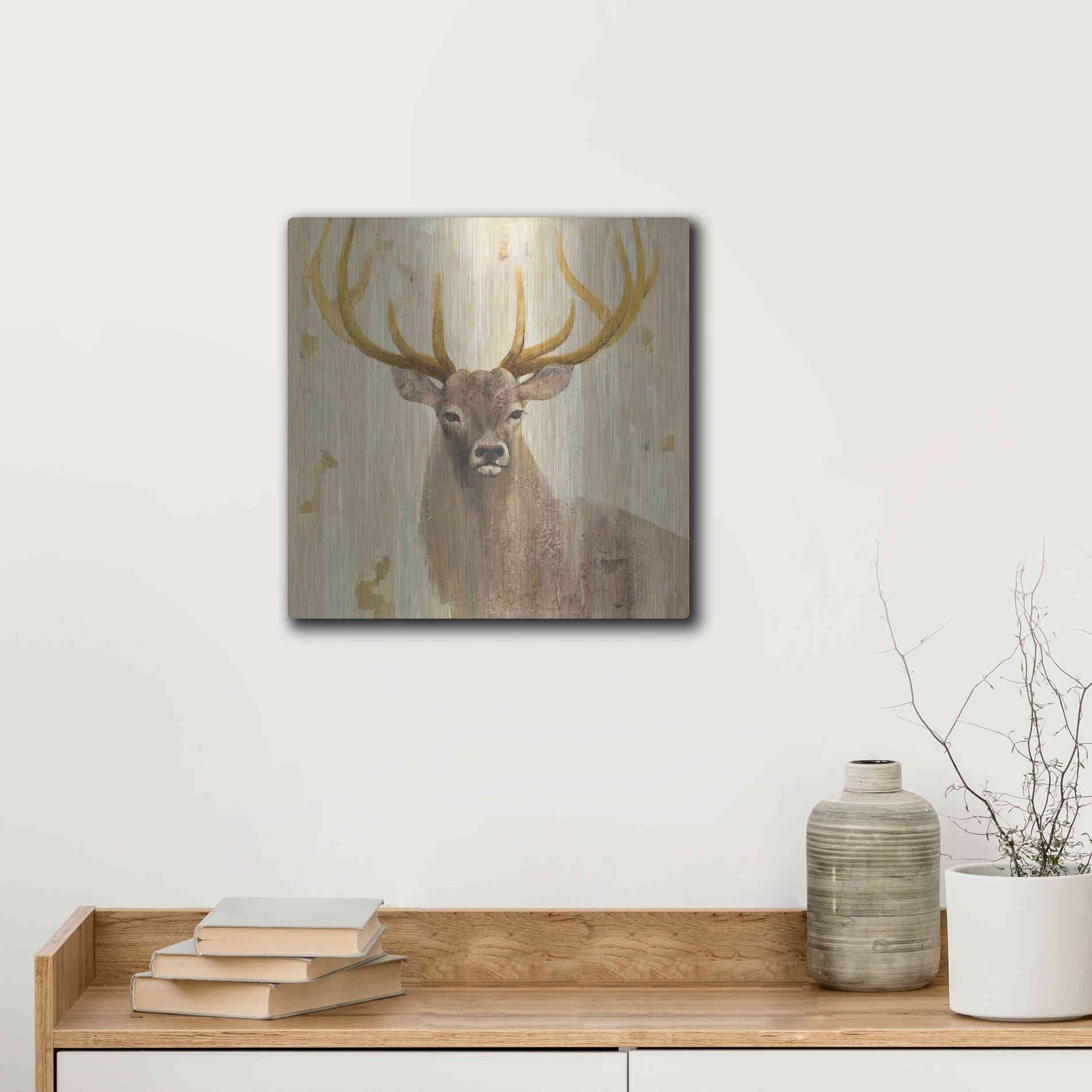 Luxe Metal Art 'Forest King' by Albena Hristova, Metal Wall Art,12x12