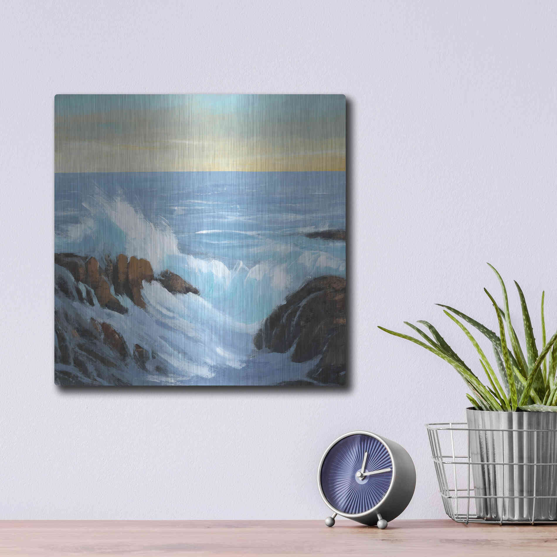 Luxe Metal Art 'Rip Tide II' by Tim O'Toole, Metal Wall Art,12x12
