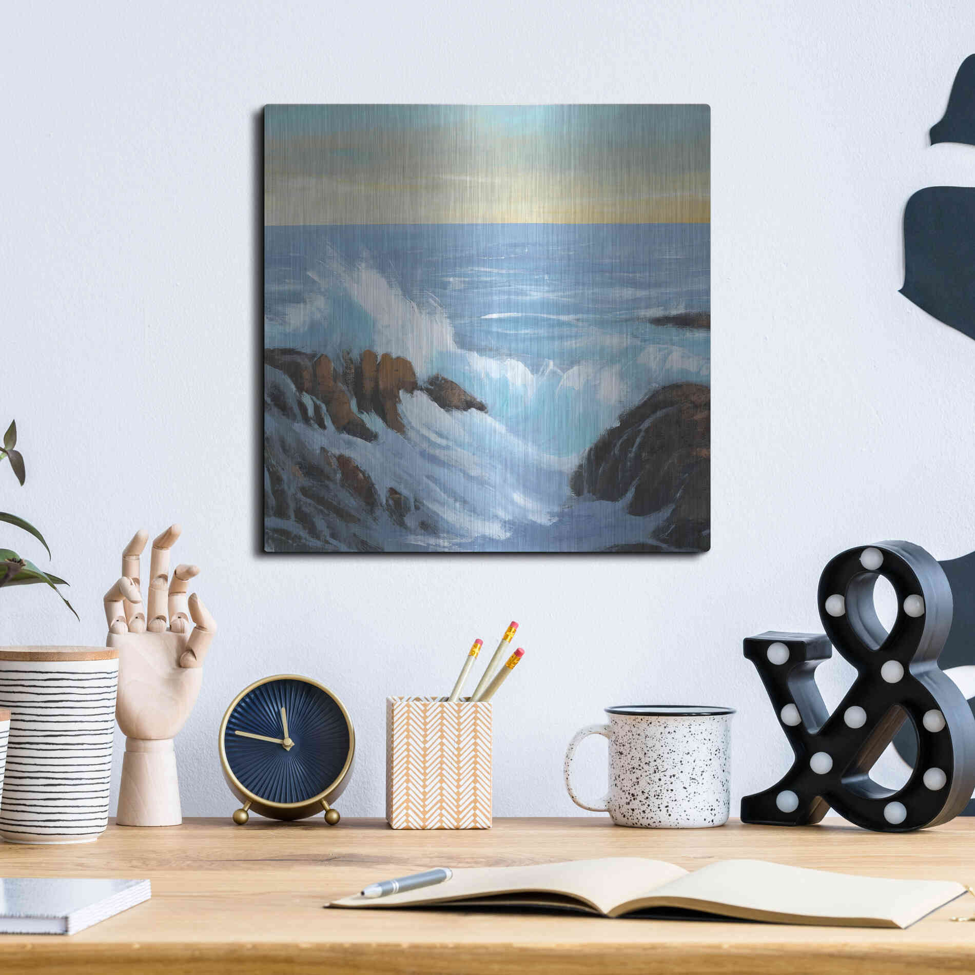 Luxe Metal Art 'Rip Tide II' by Tim O'Toole, Metal Wall Art,12x12