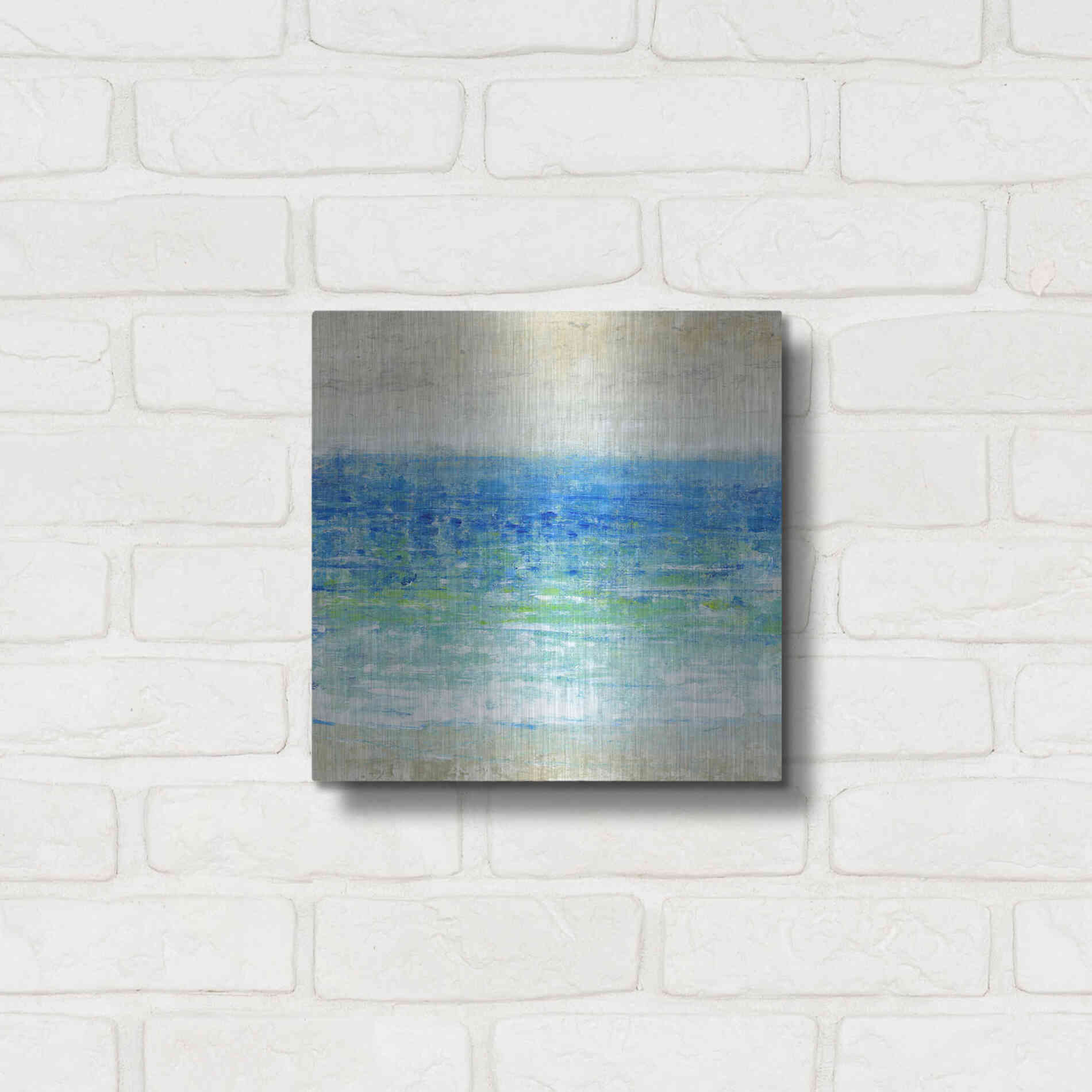 Luxe Metal Art 'Ocean Impressions I' by Tim O'Toole, Metal Wall Art,12x12