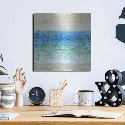 Luxe Metal Art 'Ocean Impressions I' by Tim O'Toole, Metal Wall Art,12x12