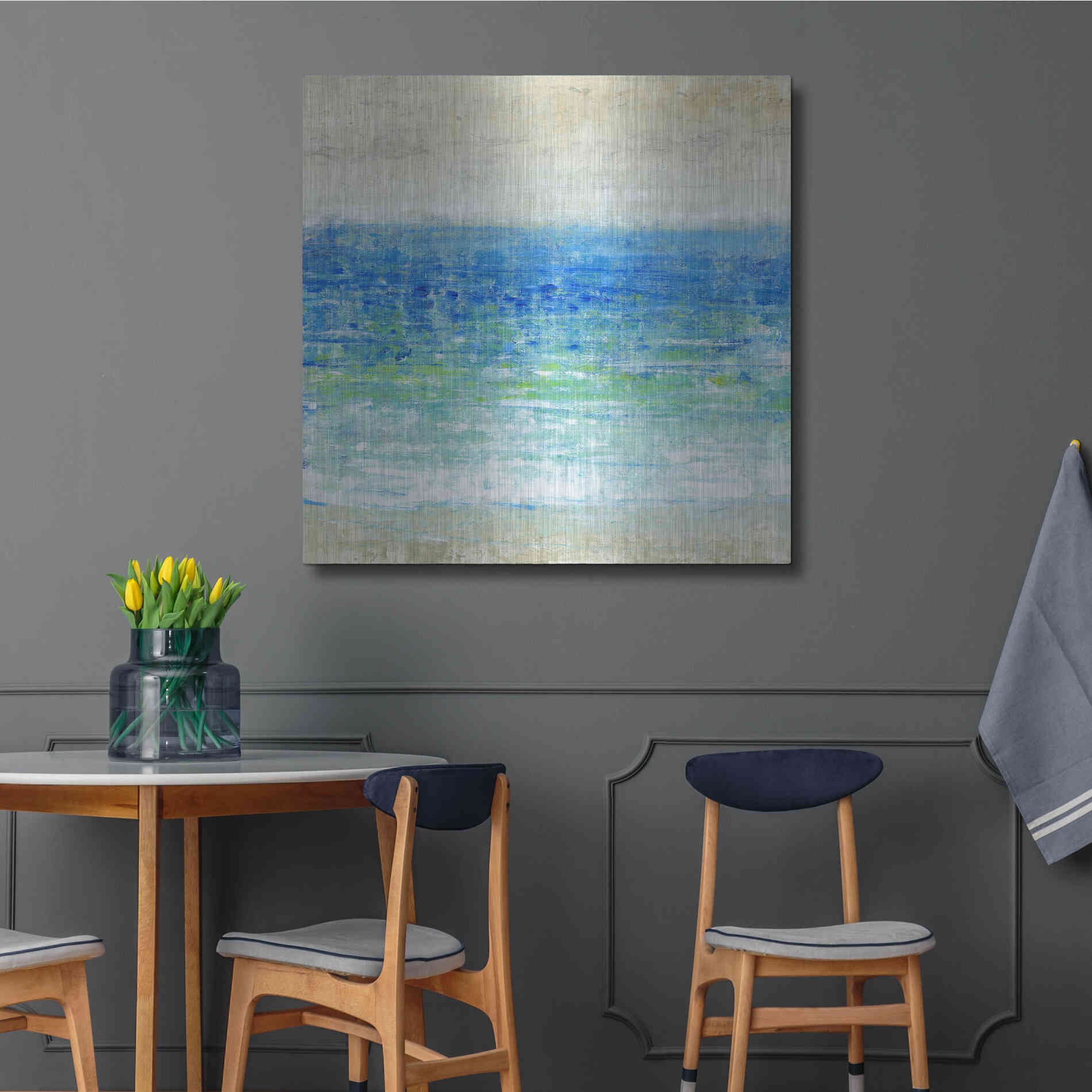 Luxe Metal Art 'Ocean Impressions I' by Tim O'Toole, Metal Wall Art,36x36