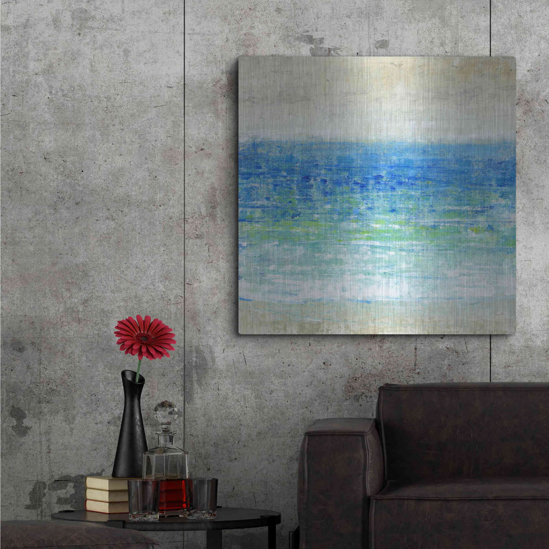 Luxe Metal Art 'Ocean Impressions I' by Tim O'Toole, Metal Wall Art,36x36