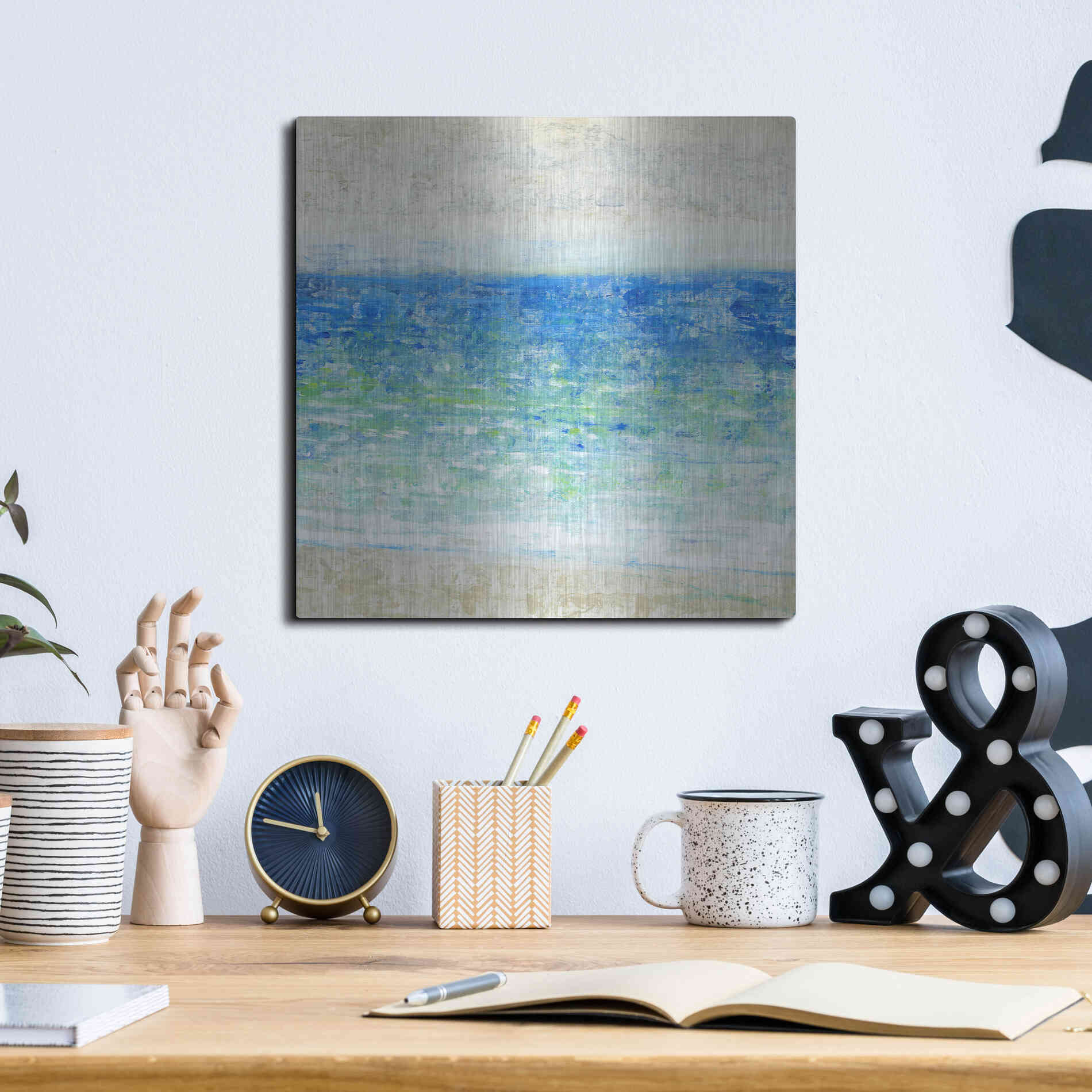 Luxe Metal Art 'Ocean Impressions II' by Tim O'Toole, Metal Wall Art,12x12