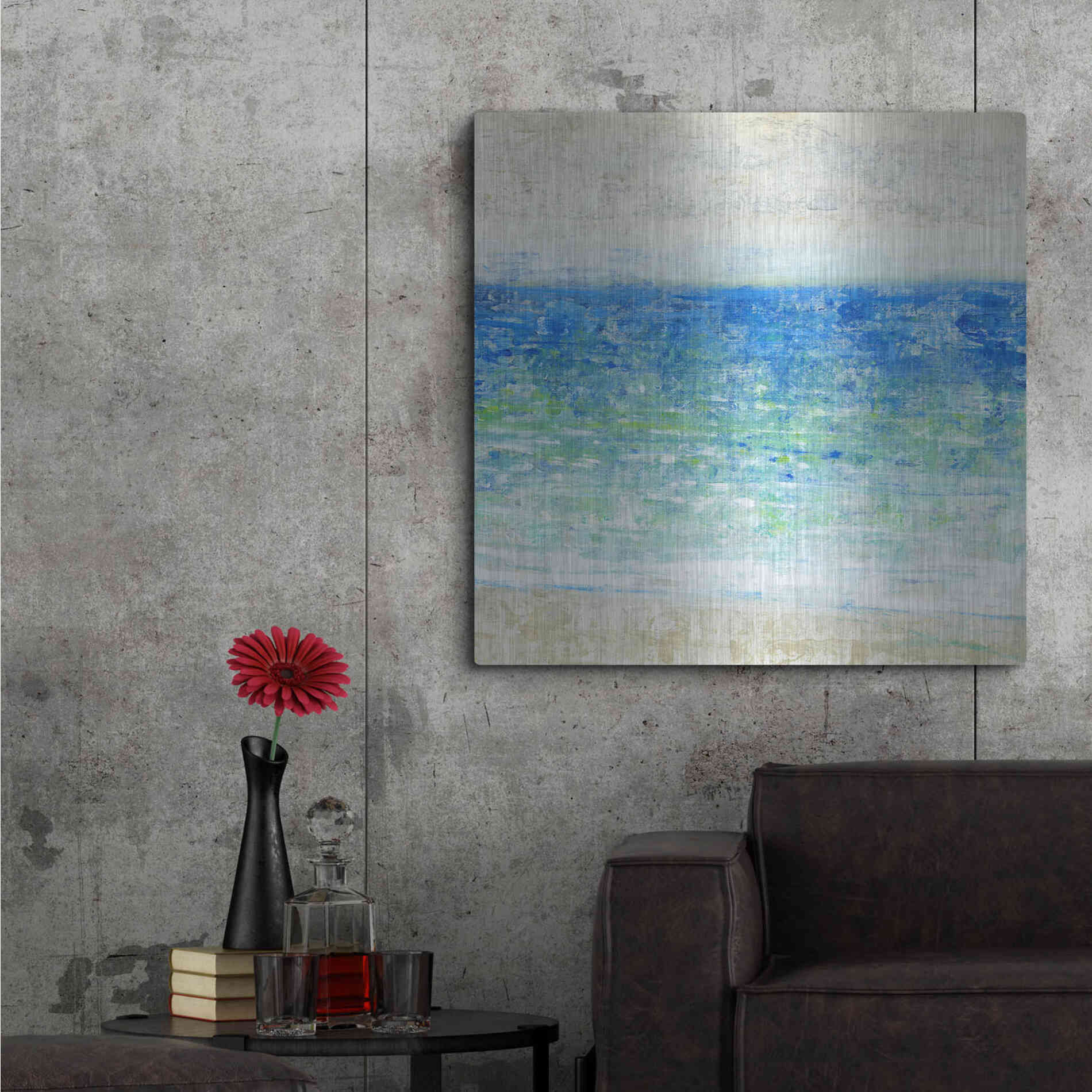 Luxe Metal Art 'Ocean Impressions II' by Tim O'Toole, Metal Wall Art,36x36