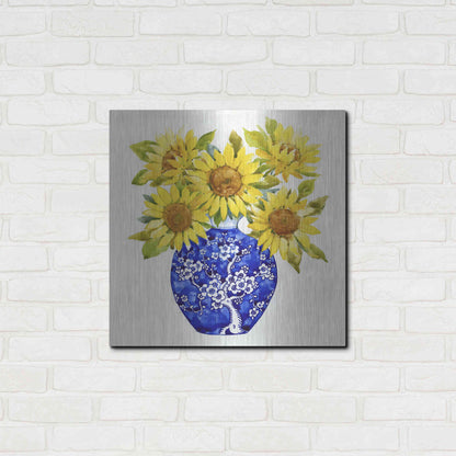 Luxe Metal Art 'Sun Flower Still Life I' by Tim O'Toole, Metal Wall Art,24x24