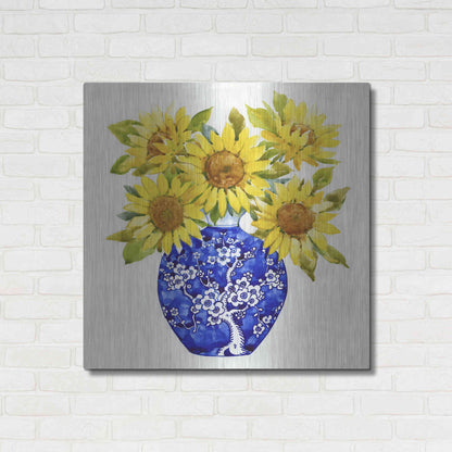 Luxe Metal Art 'Sun Flower Still Life I' by Tim O'Toole, Metal Wall Art,36x36