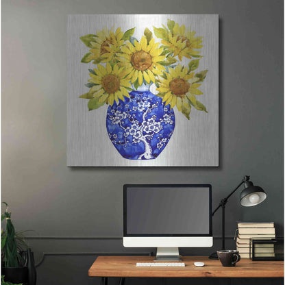 Luxe Metal Art 'Sun Flower Still Life I' by Tim O'Toole, Metal Wall Art,36x36