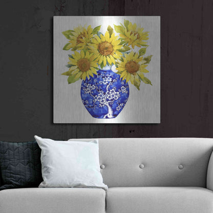 Luxe Metal Art 'Sun Flower Still Life I' by Tim O'Toole, Metal Wall Art,36x36