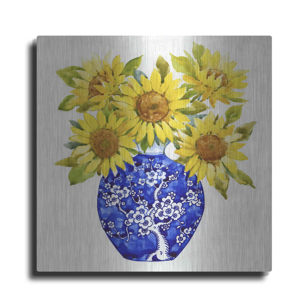 Luxe Metal Art 'Sun Flower Still Life I' by Tim O'Toole, Metal Wall Art