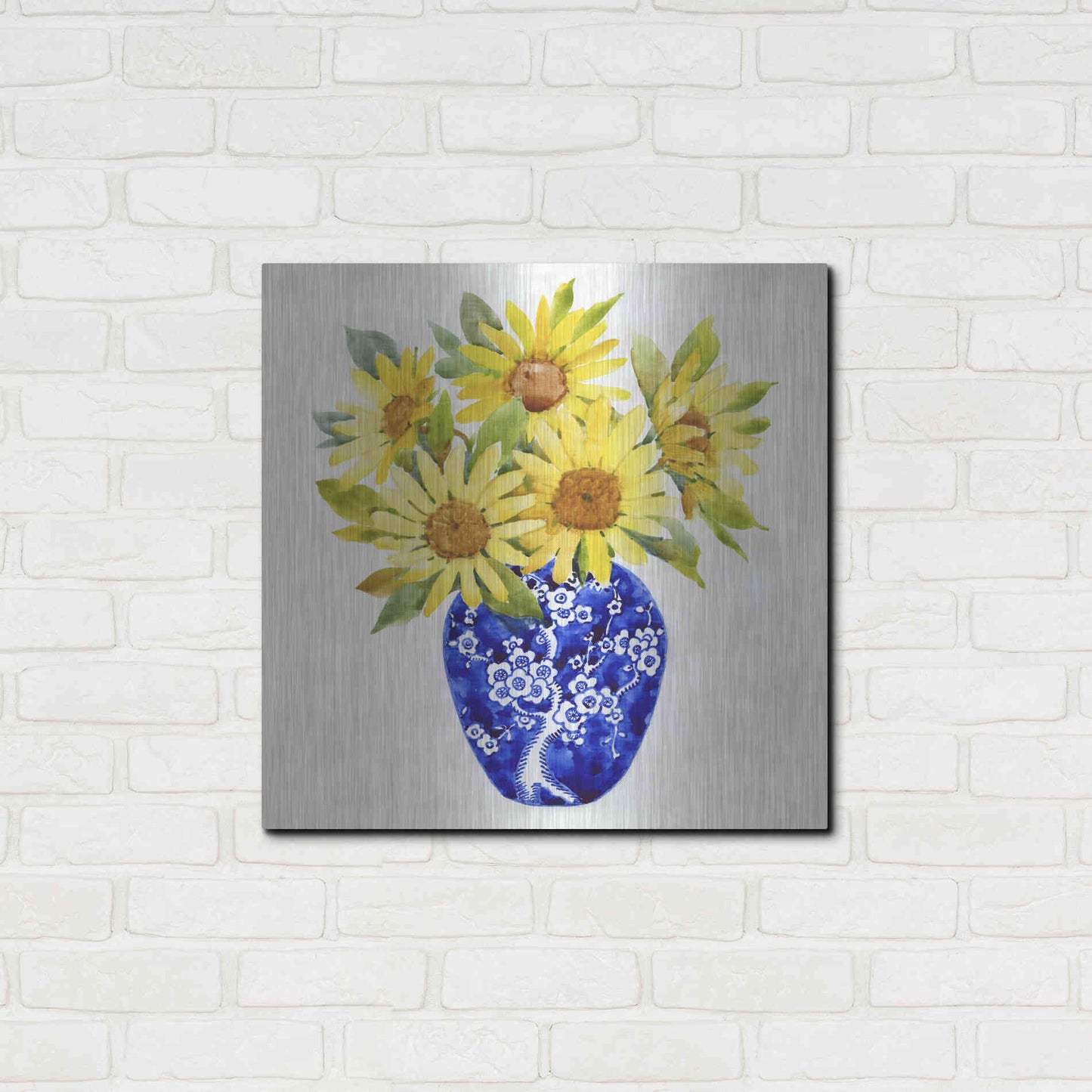 Luxe Metal Art 'Sun Flower Still Life II' by Tim O'Toole, Metal Wall Art,24x24