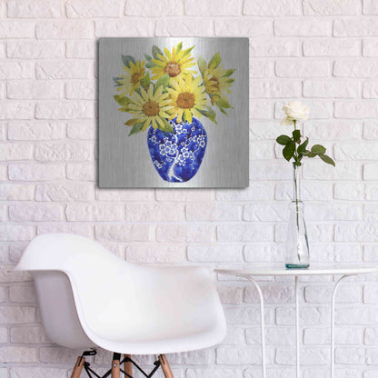 Luxe Metal Art 'Sun Flower Still Life II' by Tim O'Toole, Metal Wall Art,24x24