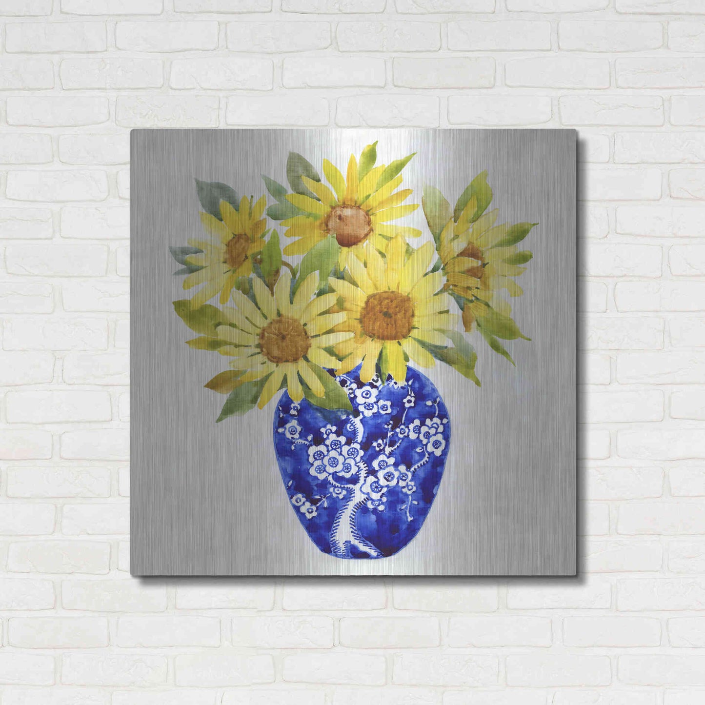 Luxe Metal Art 'Sun Flower Still Life II' by Tim O'Toole, Metal Wall Art,36x36