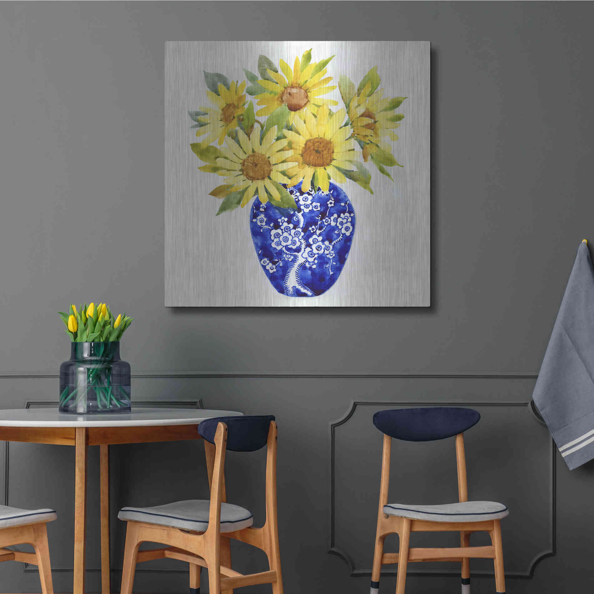 Luxe Metal Art 'Sun Flower Still Life II' by Tim O'Toole, Metal Wall Art,36x36