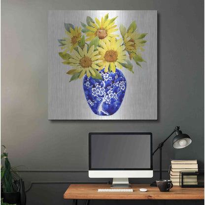 Luxe Metal Art 'Sun Flower Still Life II' by Tim O'Toole, Metal Wall Art,36x36