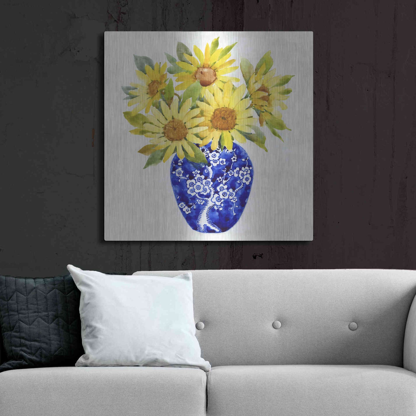 Luxe Metal Art 'Sun Flower Still Life II' by Tim O'Toole, Metal Wall Art,36x36