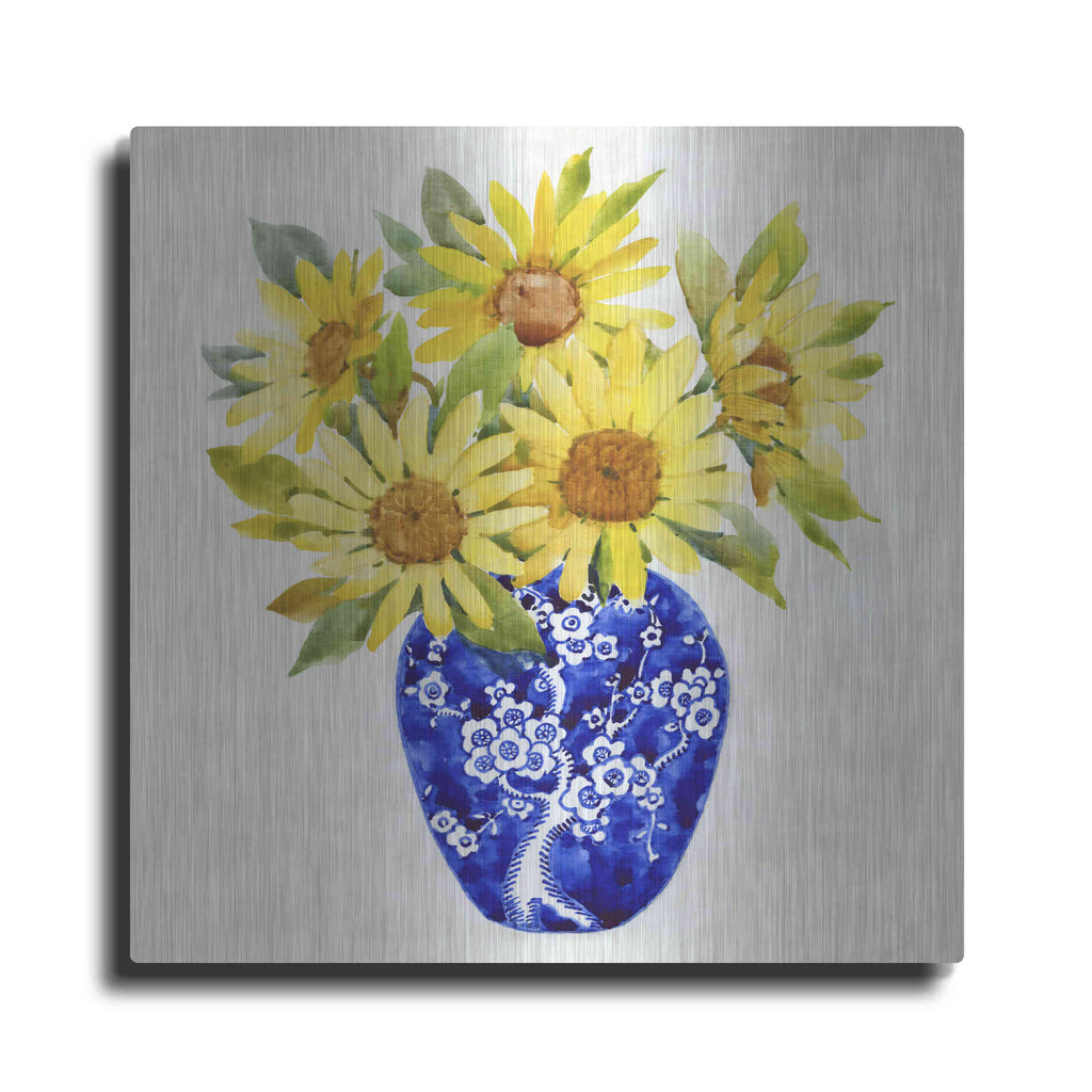 Luxe Metal Art 'Sun Flower Still Life II' by Tim O'Toole, Metal Wall Art
