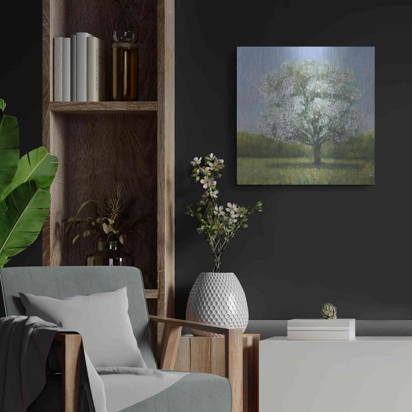 Luxe Metal Art 'Spring Blossom Tree II' by Tim O'Toole, Metal Wall Art,24x24