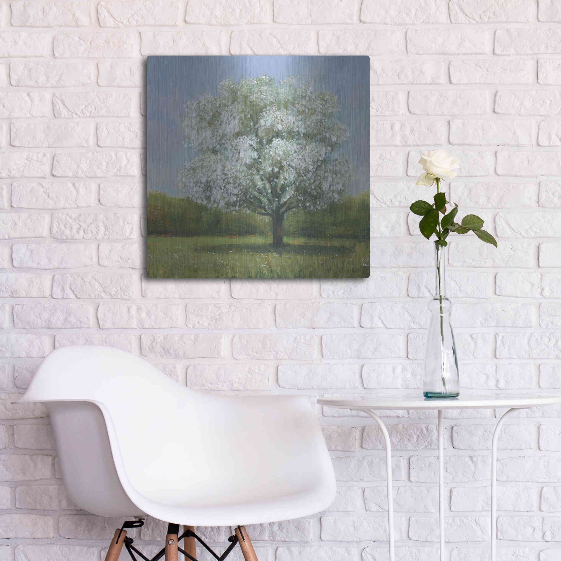 Luxe Metal Art 'Spring Blossom Tree II' by Tim O'Toole, Metal Wall Art,24x24