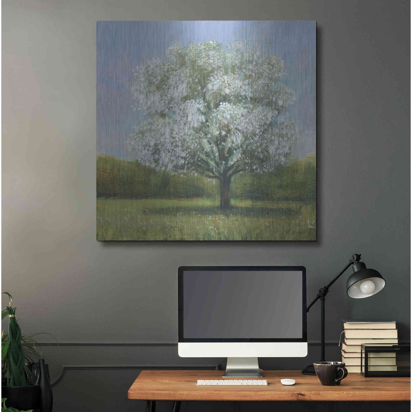 Luxe Metal Art 'Spring Blossom Tree II' by Tim O'Toole, Metal Wall Art,36x36