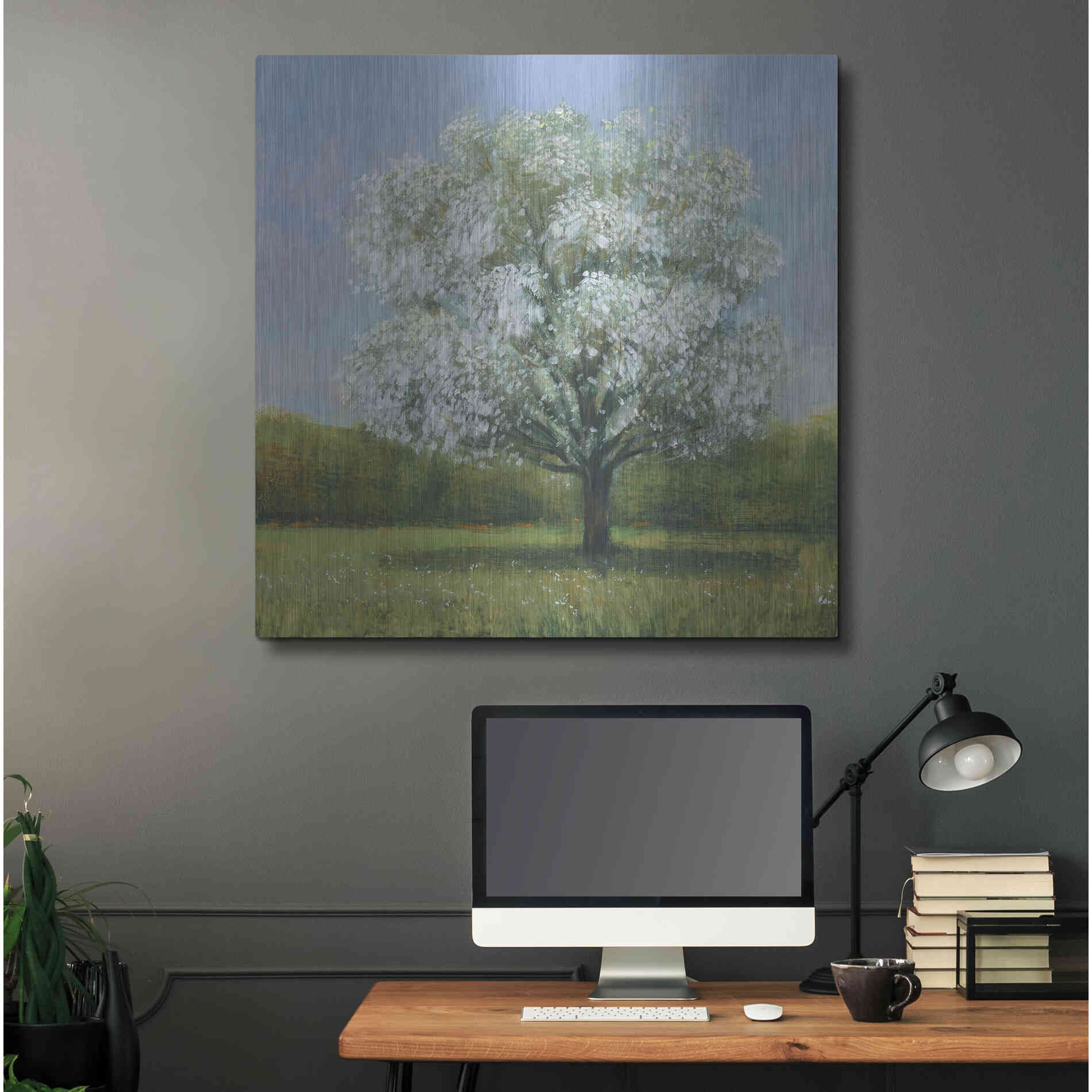 Luxe Metal Art 'Spring Blossom Tree II' by Tim O'Toole, Metal Wall Art,36x36