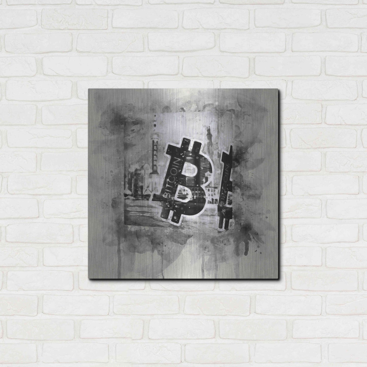 Luxe Metal Art 'Bitcoin Block' by Surma and Guillen, Metal Wall Art,24x24