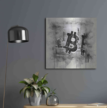 Luxe Metal Art 'Bitcoin Block' by Surma and Guillen, Metal Wall Art,24x24