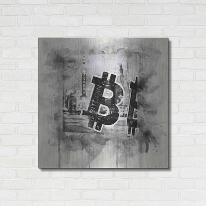 Luxe Metal Art 'Bitcoin Block' by Surma and Guillen, Metal Wall Art,36x36