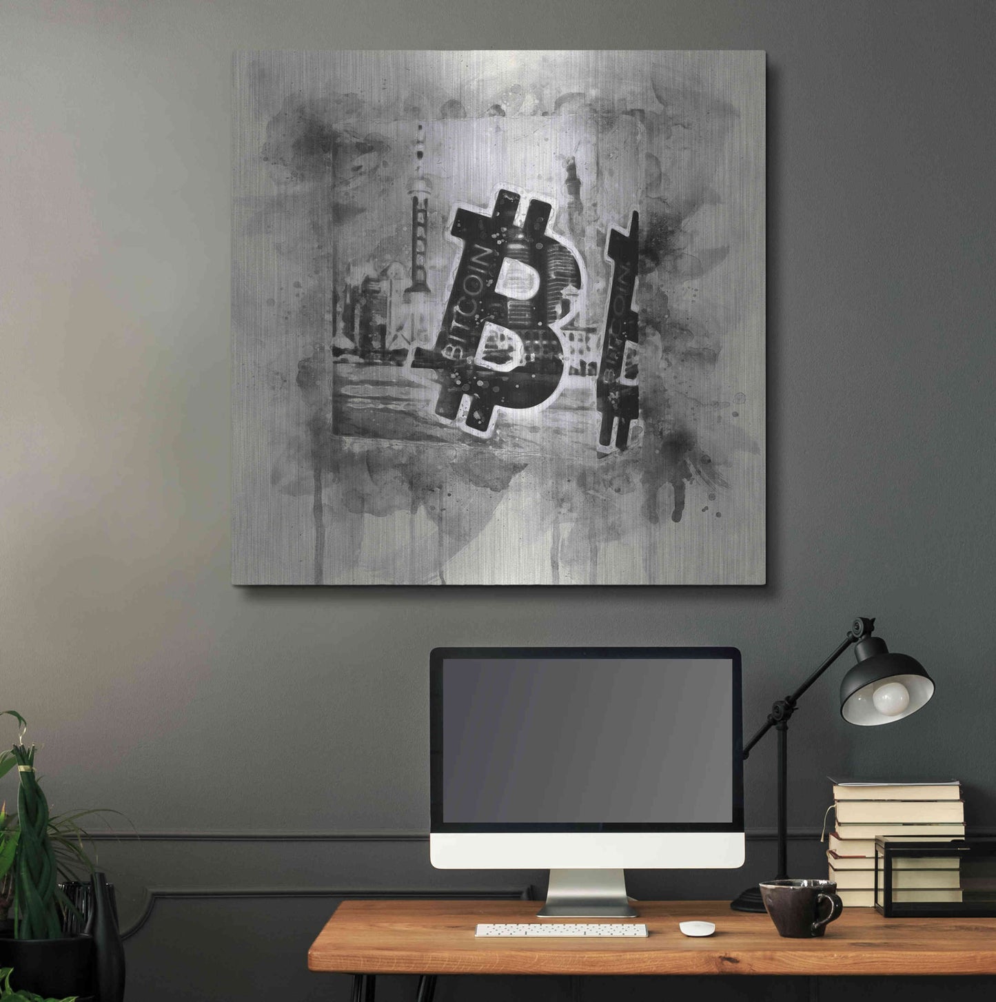 Luxe Metal Art 'Bitcoin Block' by Surma and Guillen, Metal Wall Art,36x36