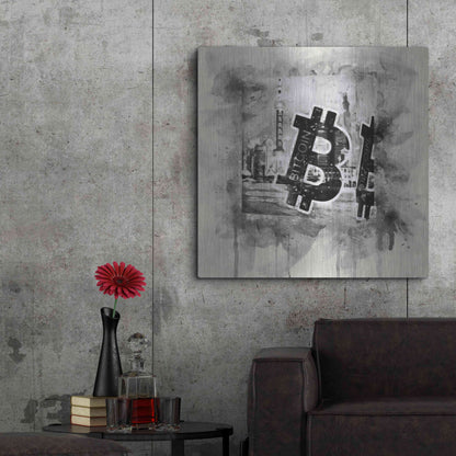 Luxe Metal Art 'Bitcoin Block' by Surma and Guillen, Metal Wall Art,36x36