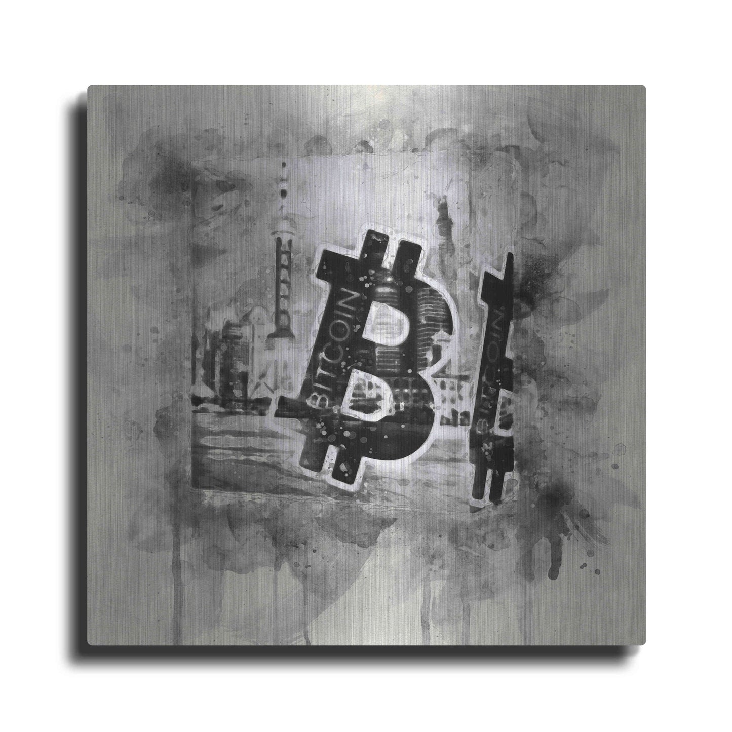 Luxe Metal Art 'Bitcoin Block' by Surma and Guillen, Metal Wall Art