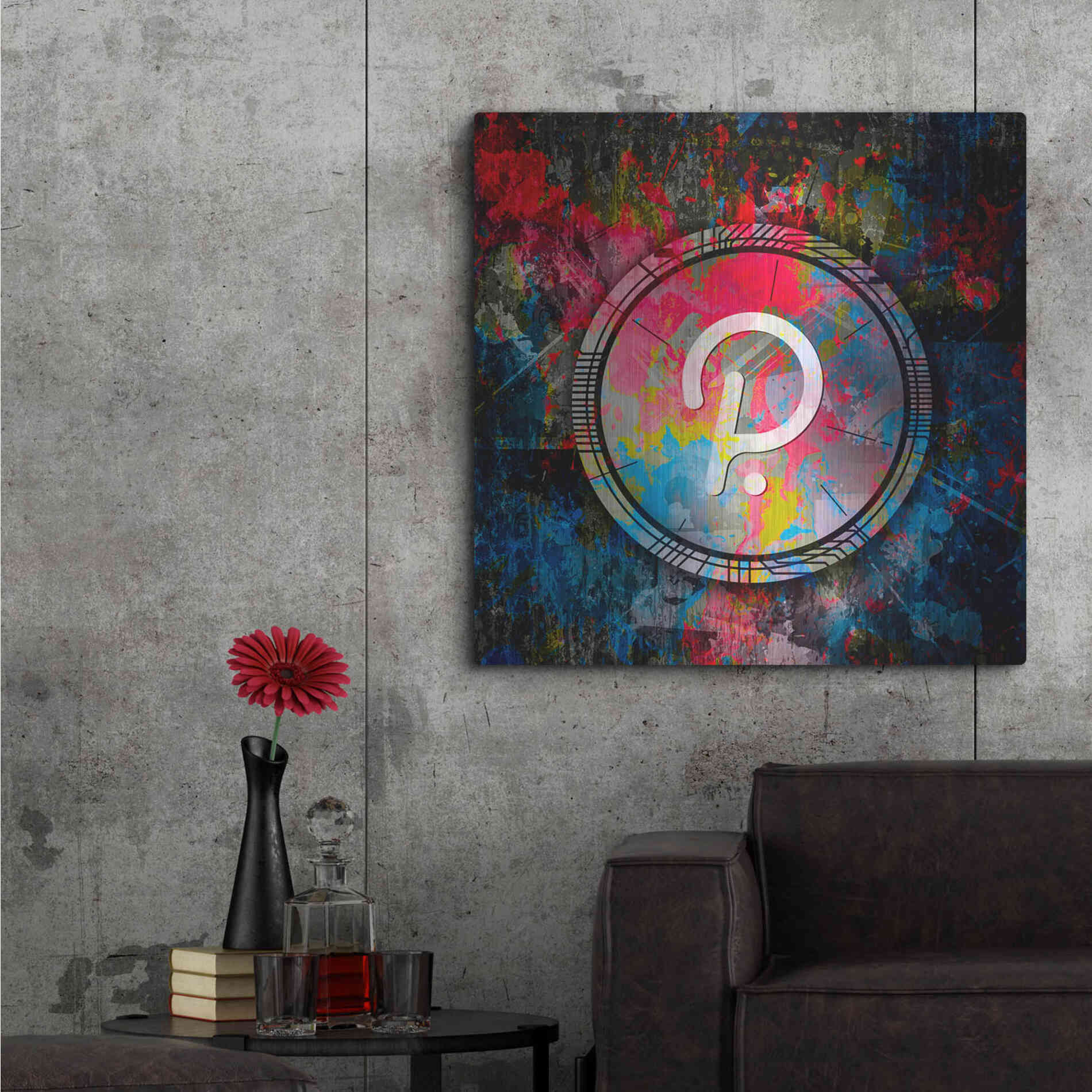 Luxe Metal Art 'DOT Polkadot Crypto Coin,' Metal Wall Art,36x36