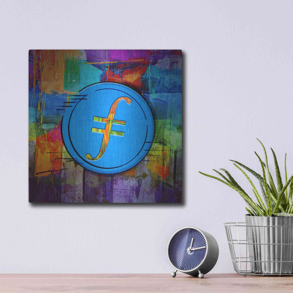 Luxe Metal Art 'FIL Filecoin Crypto Coin,' Metal Wall Art,12x12