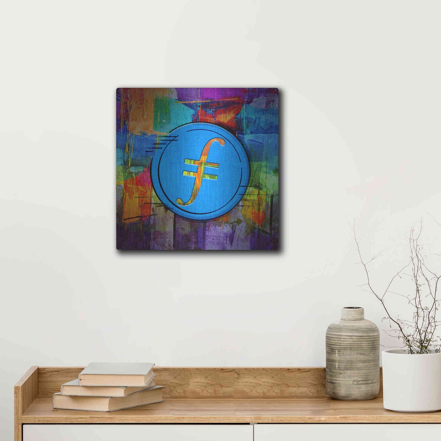 Luxe Metal Art 'FIL Filecoin Crypto Coin,' Metal Wall Art,12x12