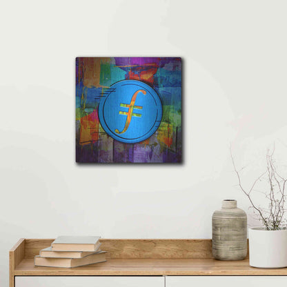 Luxe Metal Art 'FIL Filecoin Crypto Coin,' Metal Wall Art,12x12