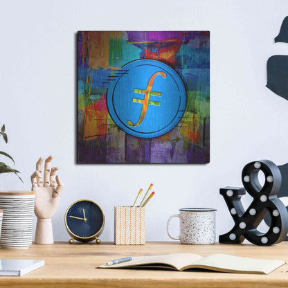 Luxe Metal Art 'FIL Filecoin Crypto Coin,' Metal Wall Art,12x12