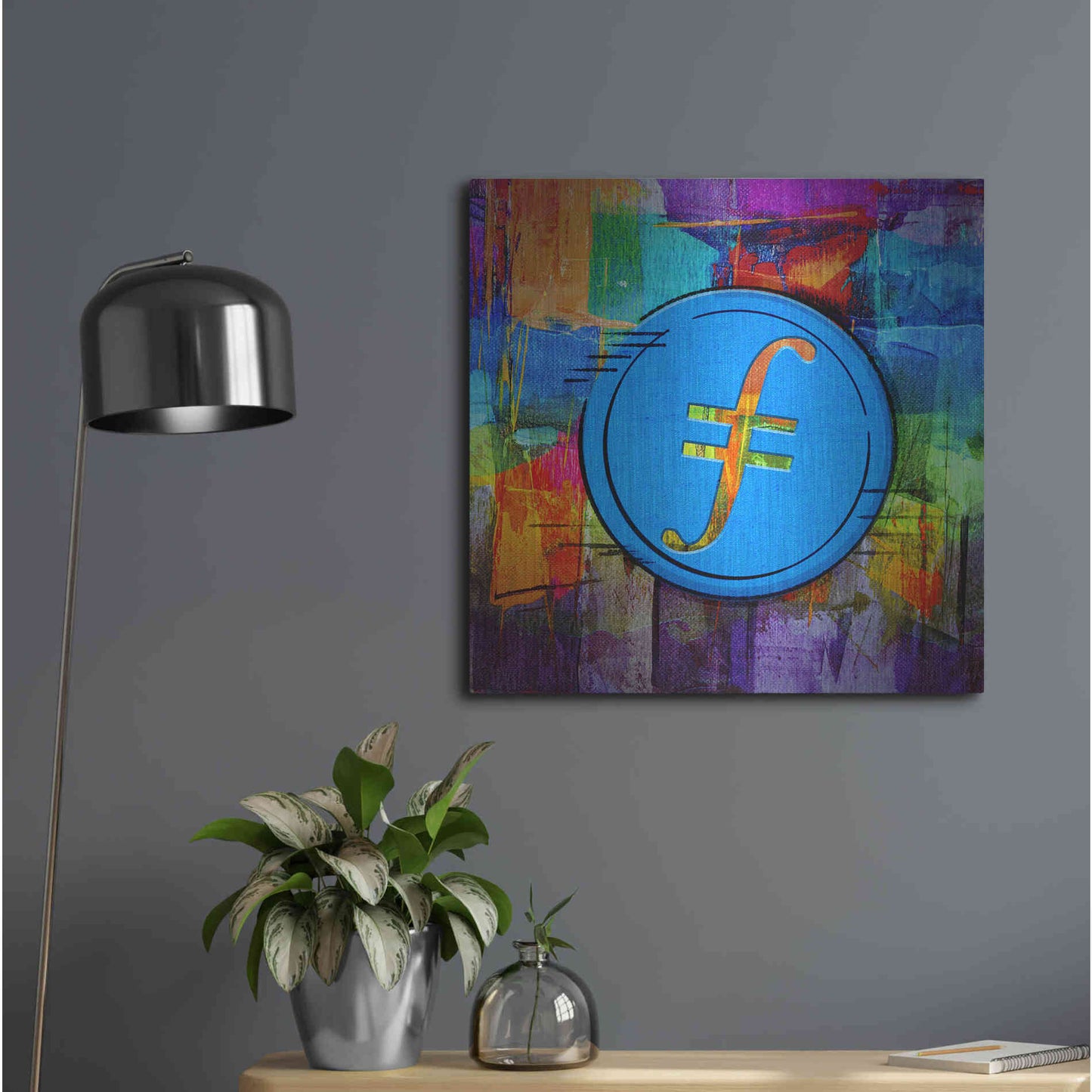 Luxe Metal Art 'FIL Filecoin Crypto Coin,' Metal Wall Art,24x24