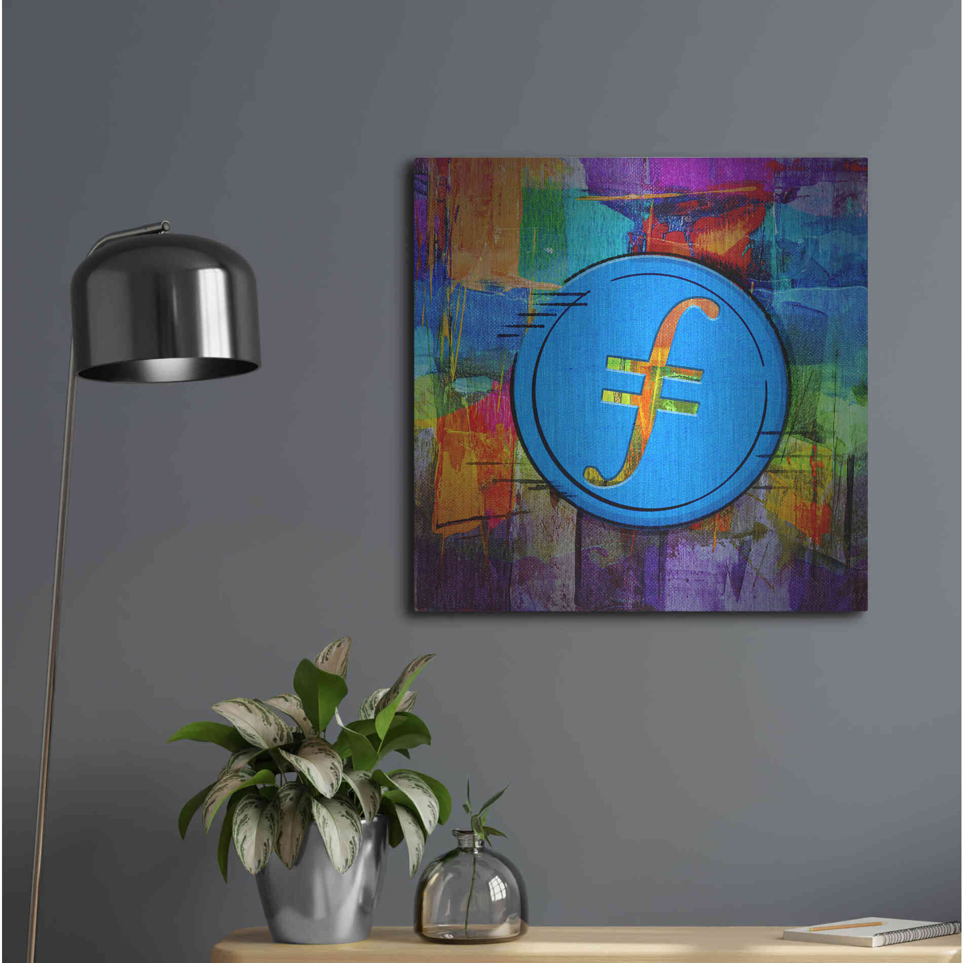 Luxe Metal Art 'FIL Filecoin Crypto Coin,' Metal Wall Art,24x24