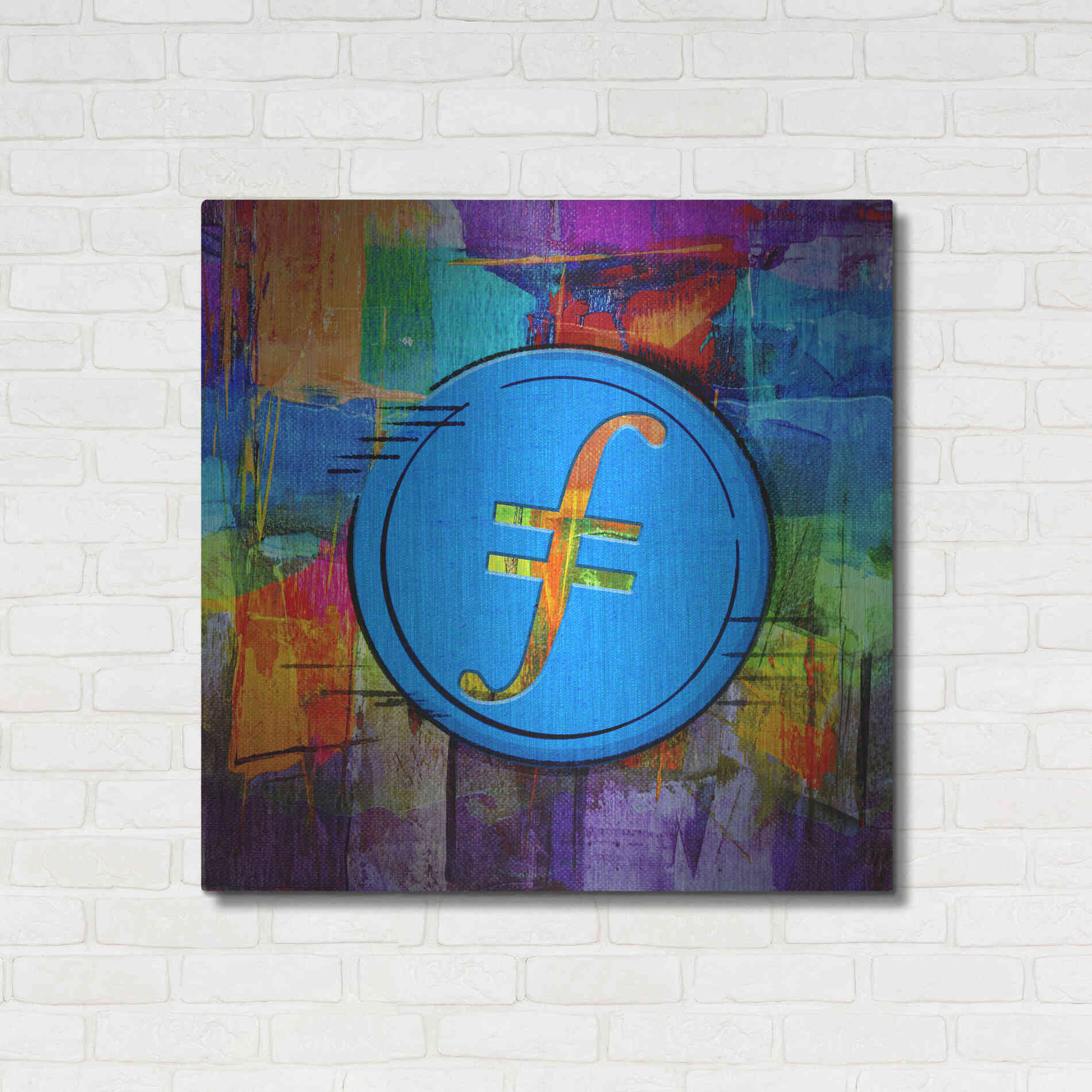 Luxe Metal Art 'FIL Filecoin Crypto Coin,' Metal Wall Art,36x36