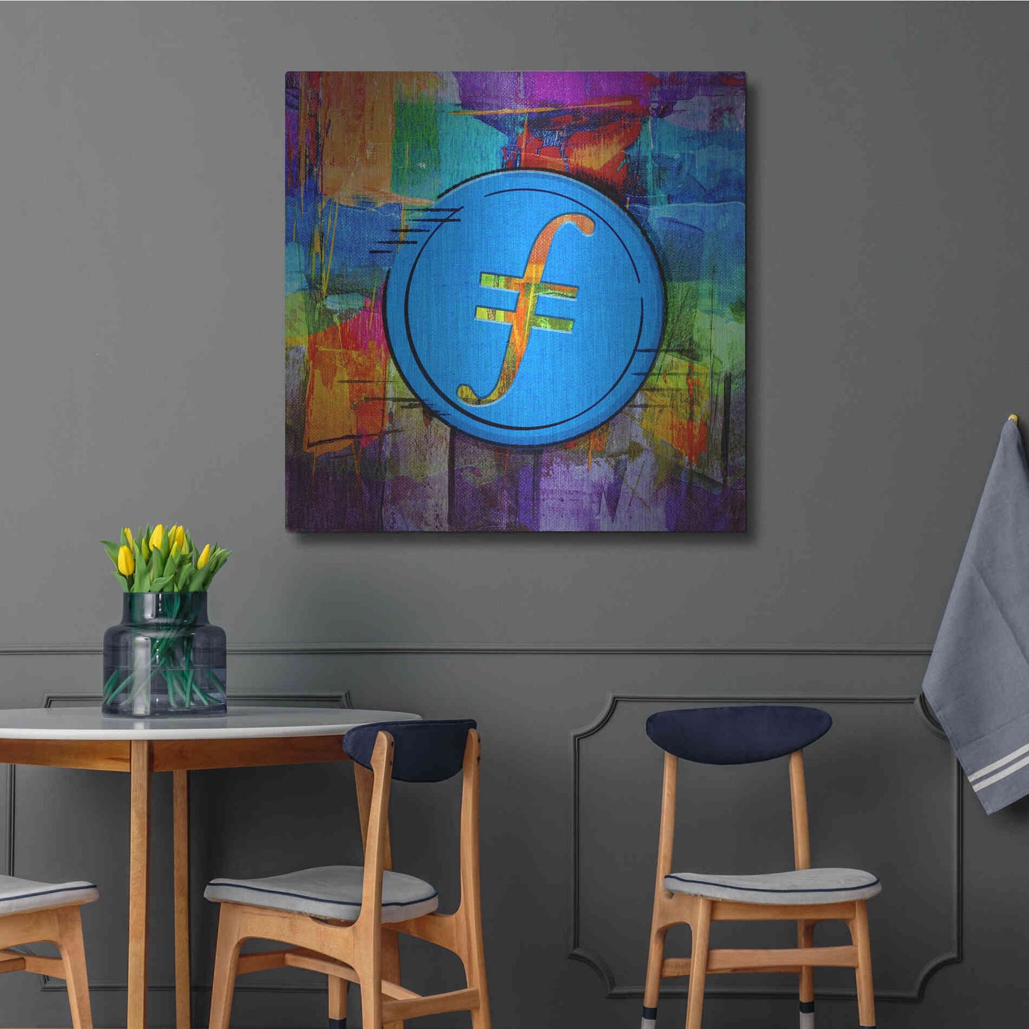 Luxe Metal Art 'FIL Filecoin Crypto Coin,' Metal Wall Art,36x36