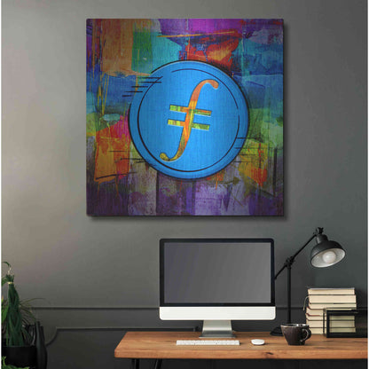 Luxe Metal Art 'FIL Filecoin Crypto Coin,' Metal Wall Art,36x36