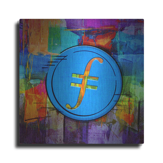 Luxe Metal Art 'FIL Filecoin Crypto Coin,' Metal Wall Art